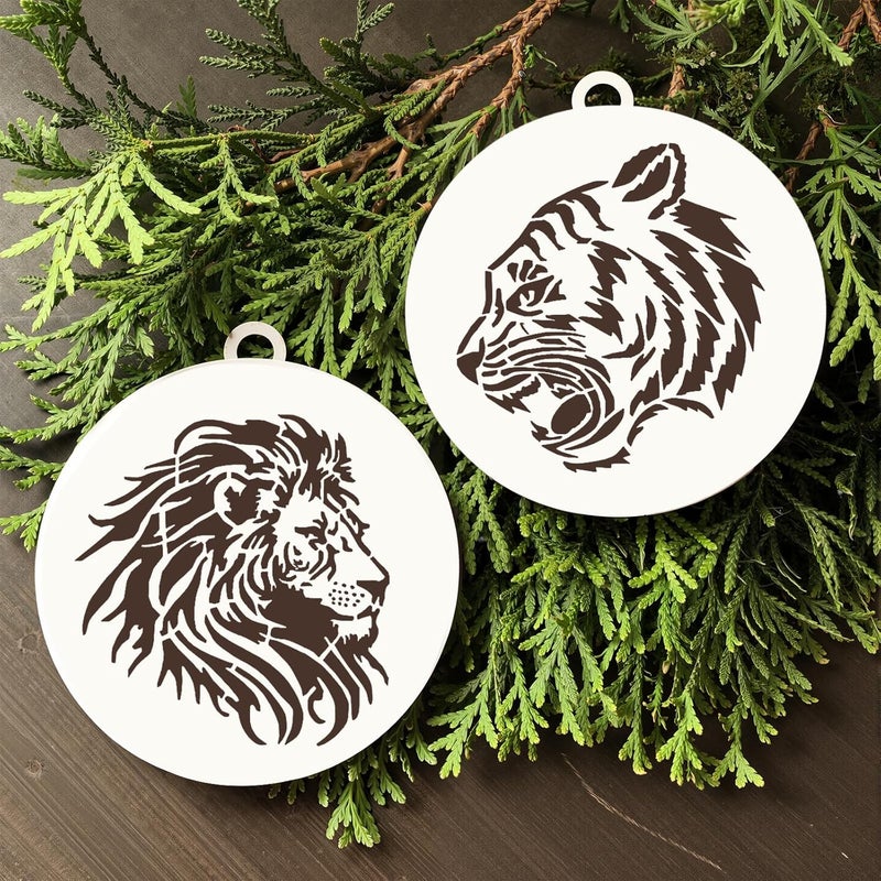 Resflyar 22 PCS Lion Tiger Stencils, Tiger Paws Reusable Plastic Paint Templates for Painting on Wood, Lion Tiger Head Stencils Set for Canvas Drawing Art Tile Home Wall DIY Craft Decoration, 2 Size - Image 4